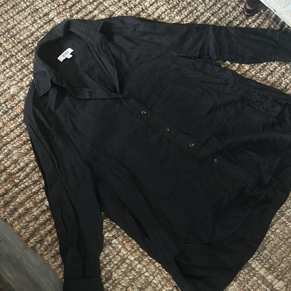 COS 100% Linen Black Button Down Blouse Size 34 - Picture 3 of 10